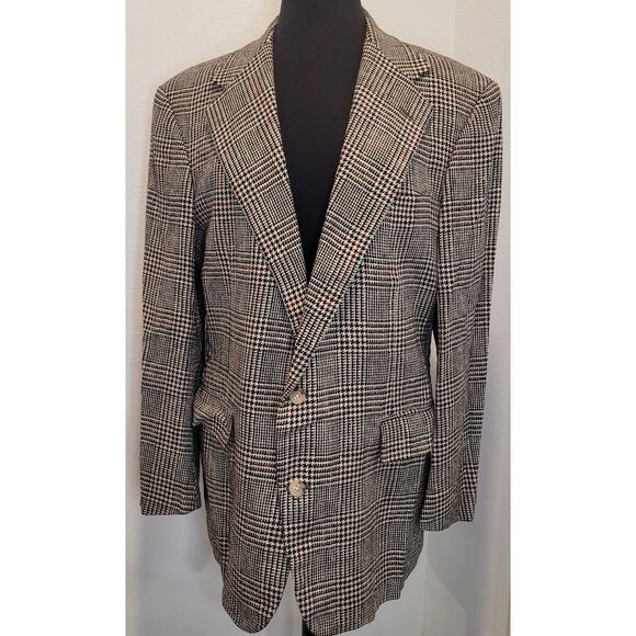 VTG Ralph Lauren Houndstooth Blazer 42R USA Made Heritage Old Money Ivy Academia